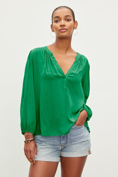 Velvet Ashley Rayon Challis Blouse - Fairway Clothing - Tops - Shirts - Blouses - Blouses Top Price by Velvet | Grace the Boutique