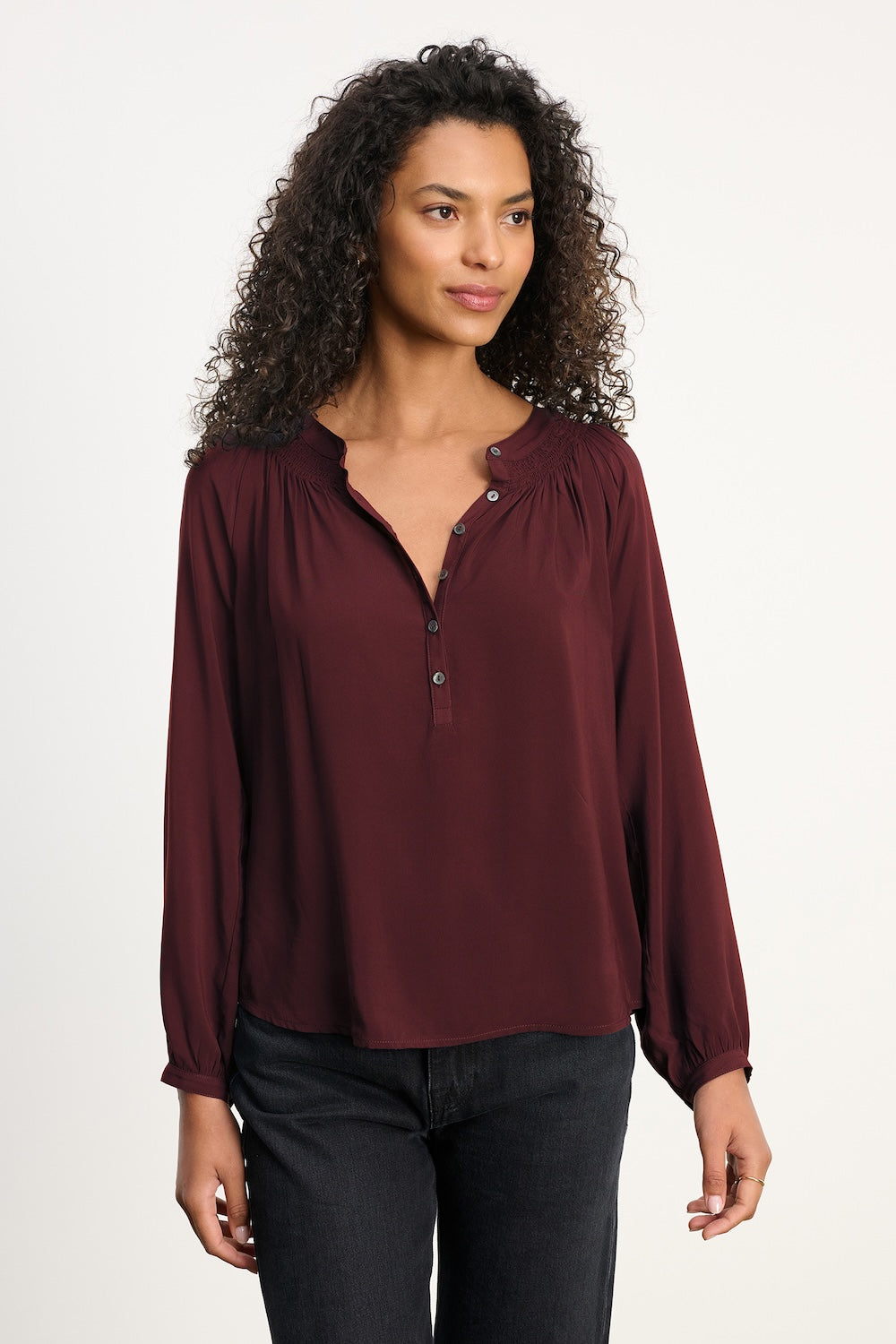 Velvet Aurelia Rayon Challis Top - Henna