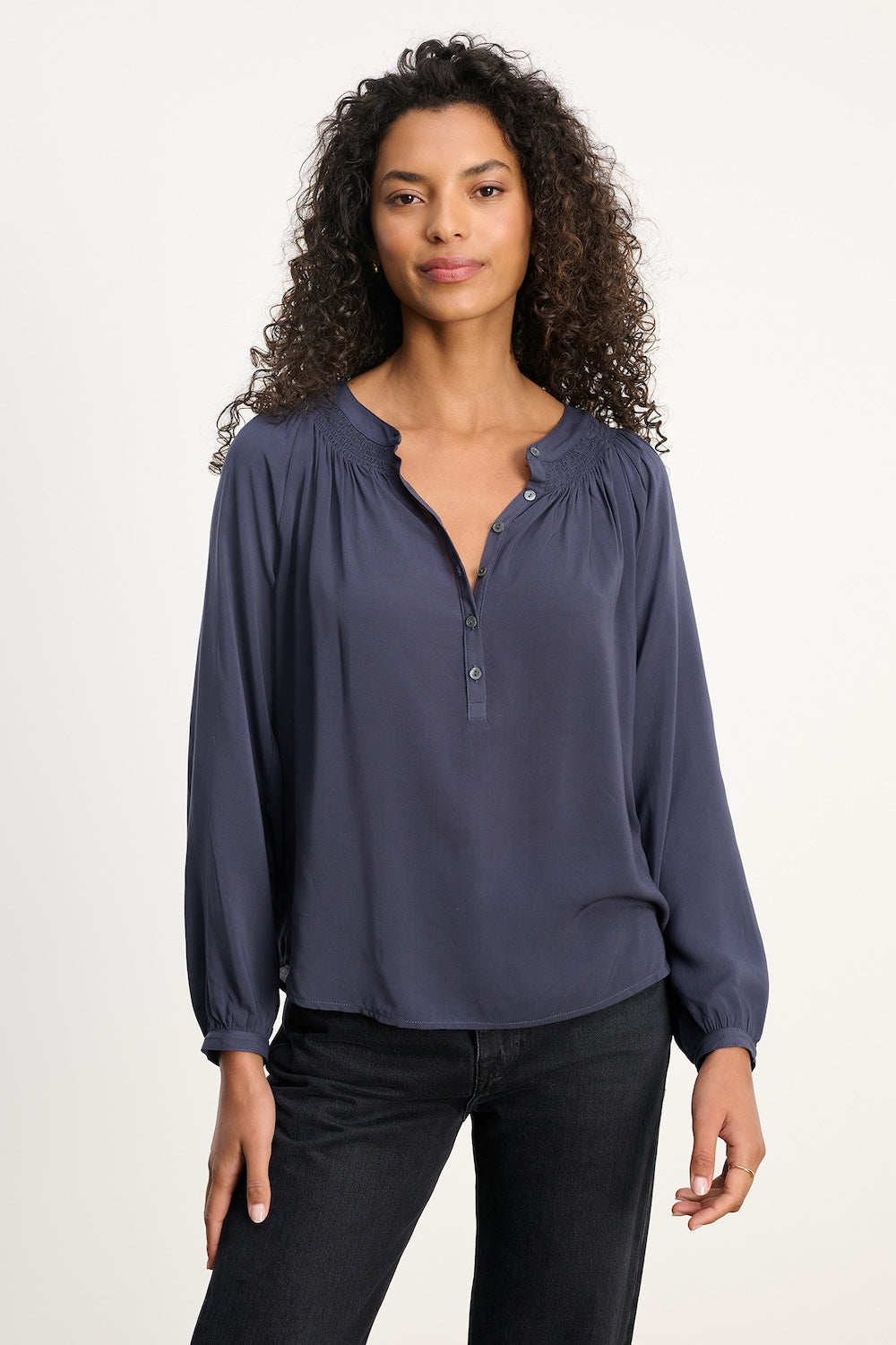Velvet Aurelia Rayon Challis Top - Larkspur