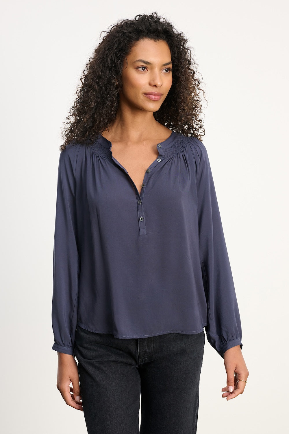 Velvet Aurelia Rayon Challis Top - Larkspur