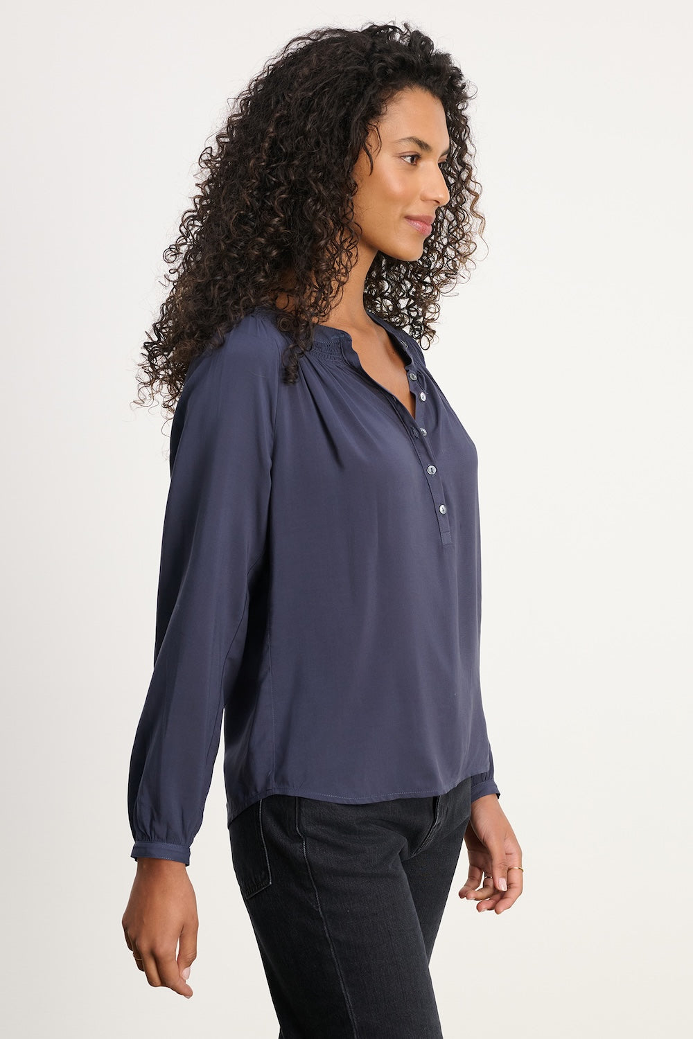 Velvet Aurelia Rayon Challis Top - Larkspur