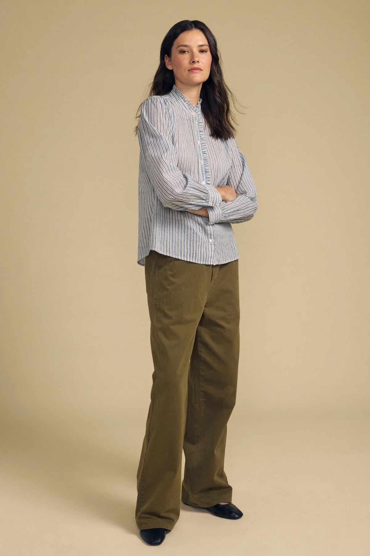 Velvet Betty Cotton Stripe Top - Blue