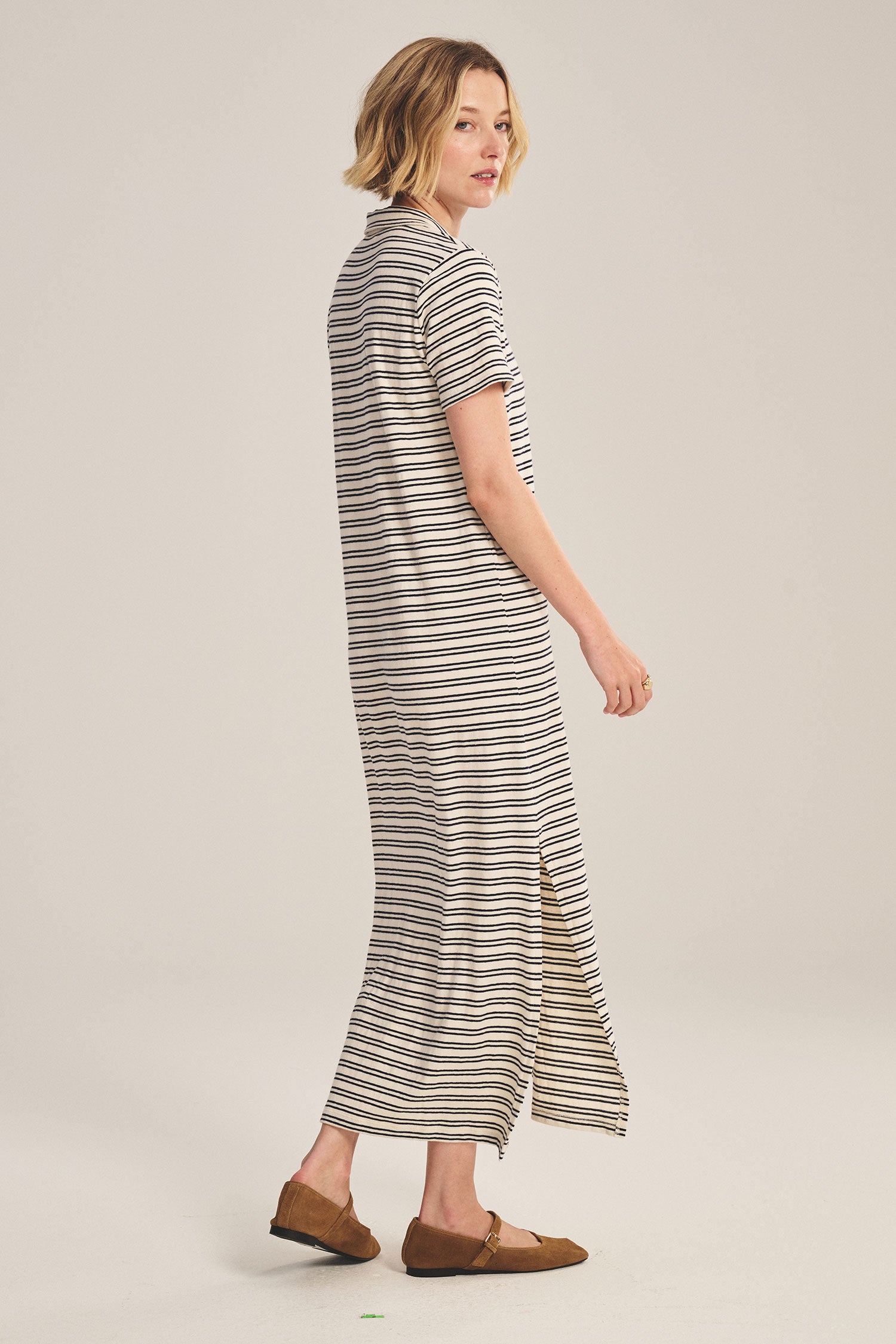 Velvet Corin Stripe Jersey Maxi Dress - Natural/Navy