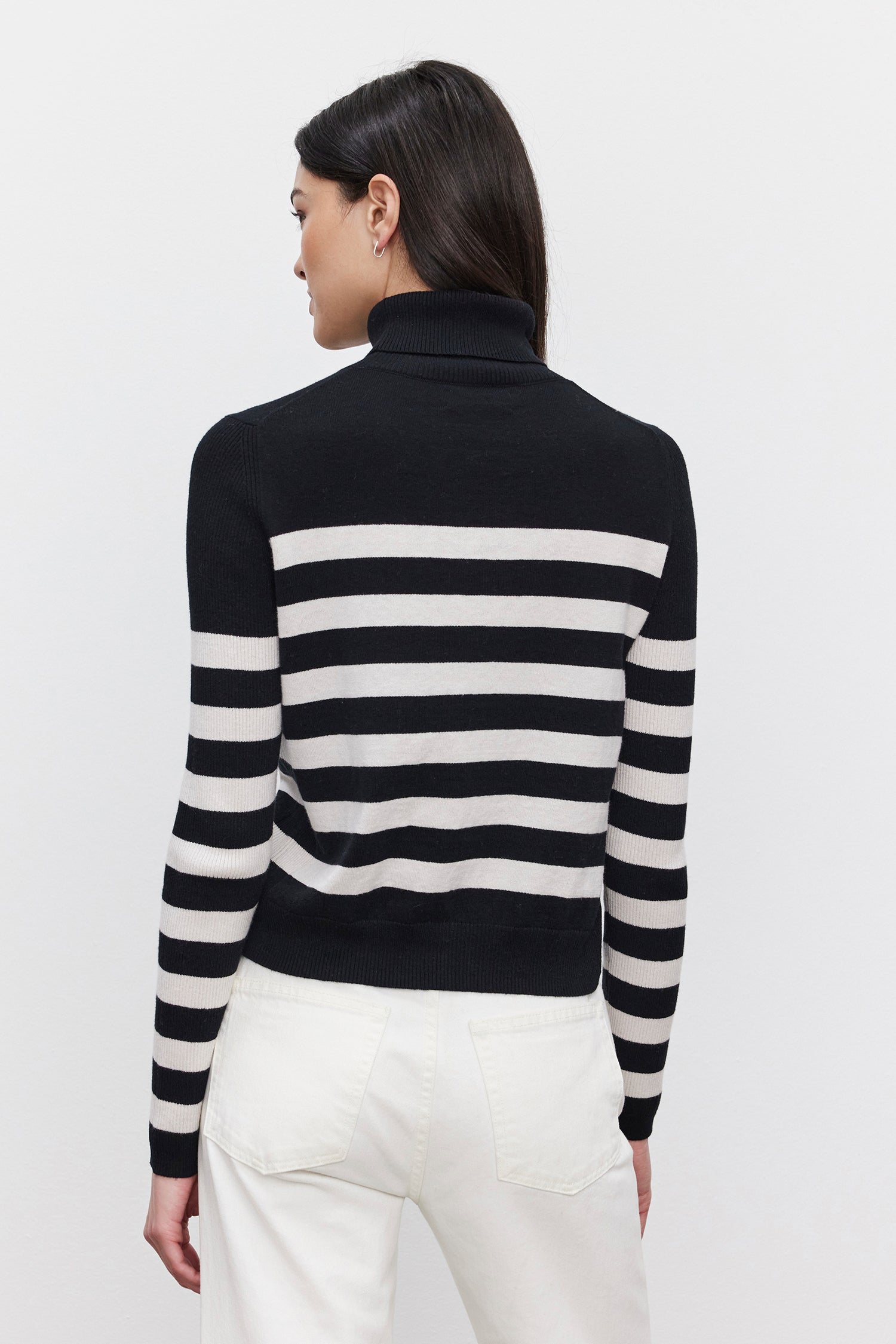 Velvet Cotton Cashmere Turtleneck - Stripe Clothing - Tops - Sweaters - Pullovers by Velvet | Grace the Boutique