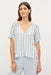 Velvet Katy Stripe Linen Puff Sleeve Top - Sky Clothing - Tops - Shirts - Blouses - Blouses Top Price by Velvet | Grace the Boutique