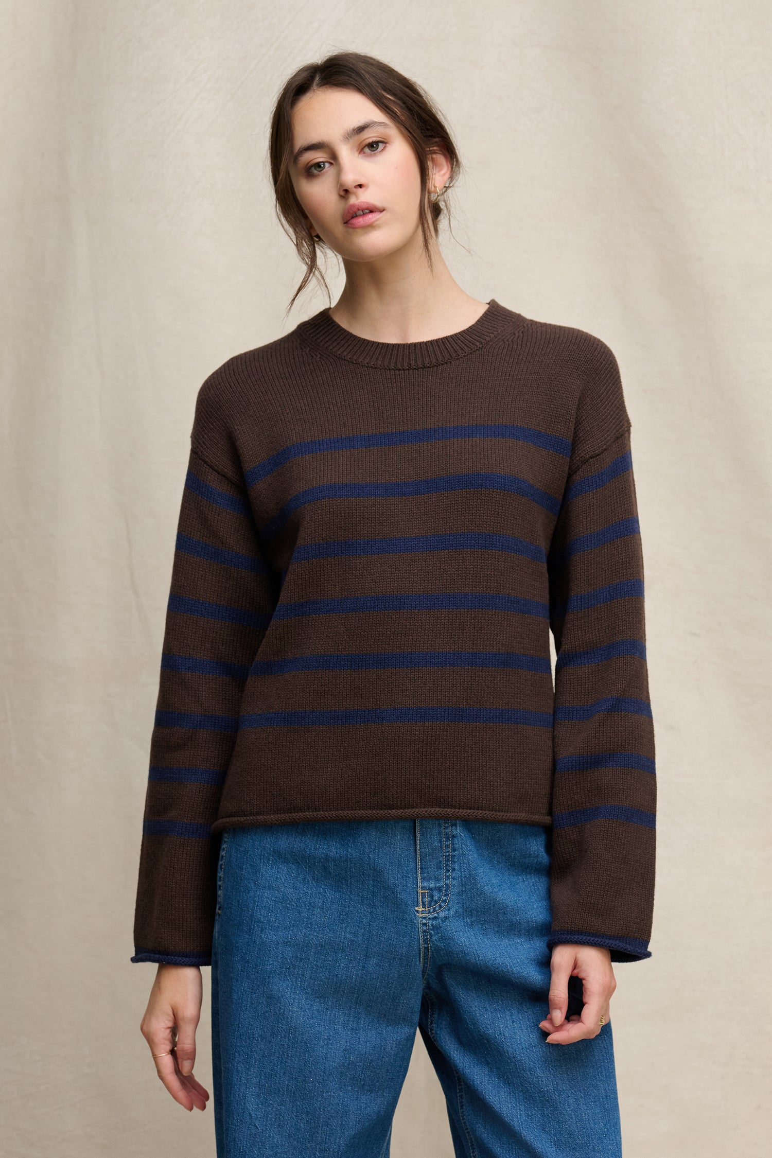Velvet Lucia Cotton Cashmere Sweater - Espresso