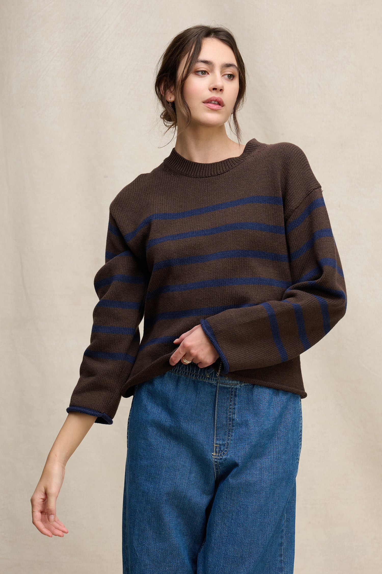 Velvet Lucia Cotton Cashmere Sweater - Espresso