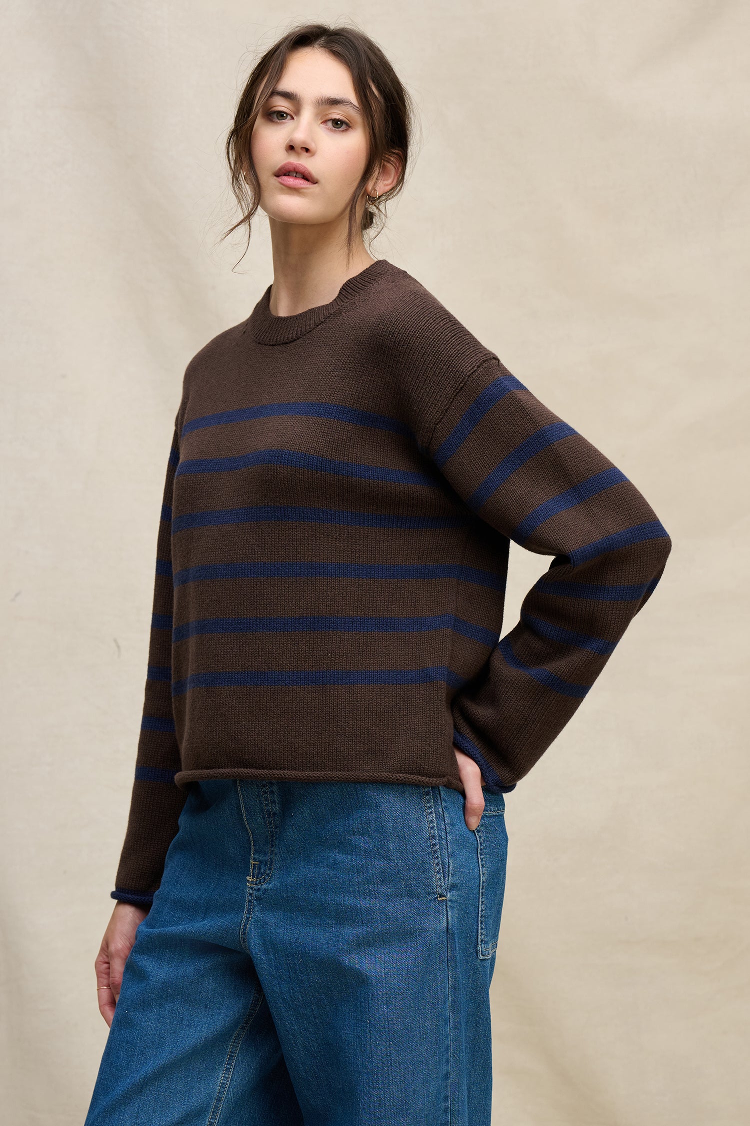 Velvet Lucia Cotton Cashmere Sweater - Espresso