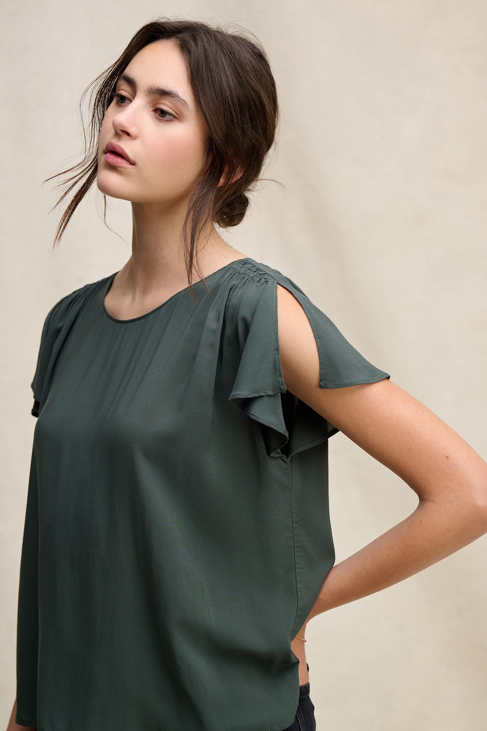 Velvet Marcel Rayon Challis Top - Mallard