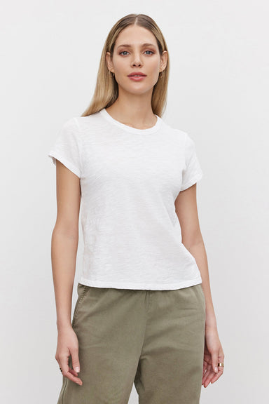 Velvet Marie Round Neck Tee - White Clothing - Tops - Shirts - SS Knits by Velvet | Grace the Boutique