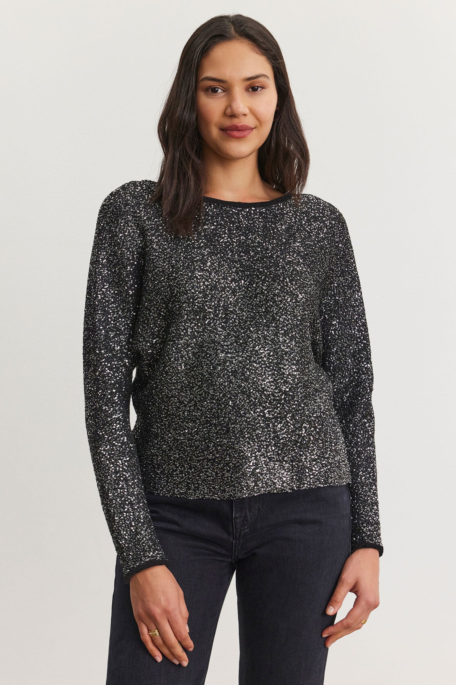 Velvet Sequin Knit Sweater - Black Clothing - Tops - Sweaters - Pullovers by Velvet | Grace the Boutique