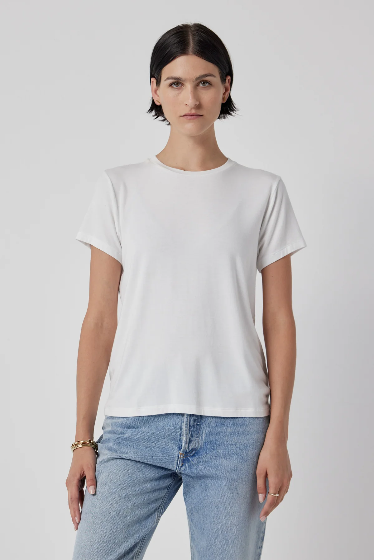 Velvet Solana Modal Jersey Tee - White Clothing - Tops - Shirts - SS Knits by Velvet | Grace the Boutique