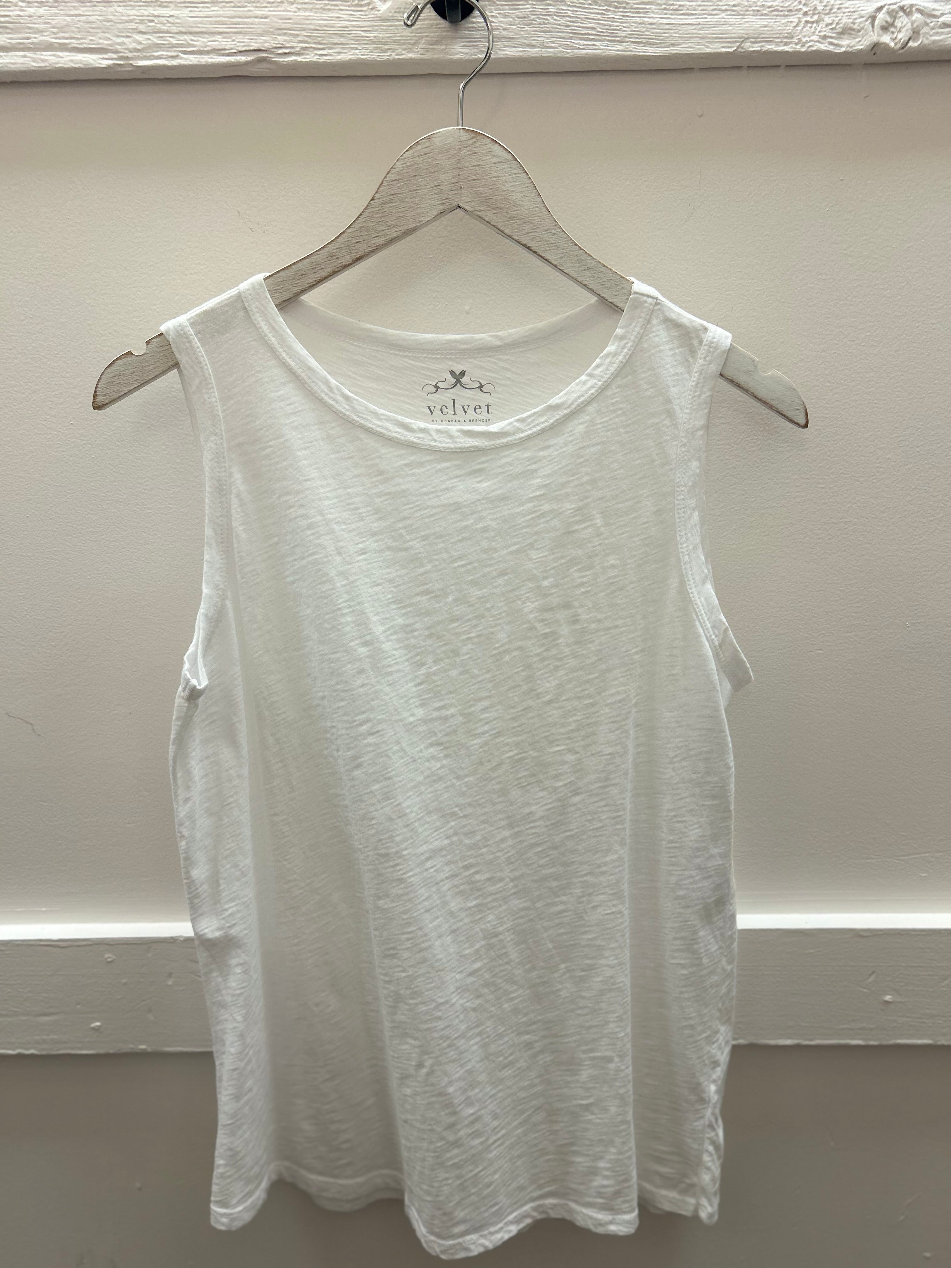 Velvet Taurus Slub Crewneck Tank - White Clothing - Tops - Shirts - SS Knits - Sleeveless Knits by Velvet | Grace the Boutique