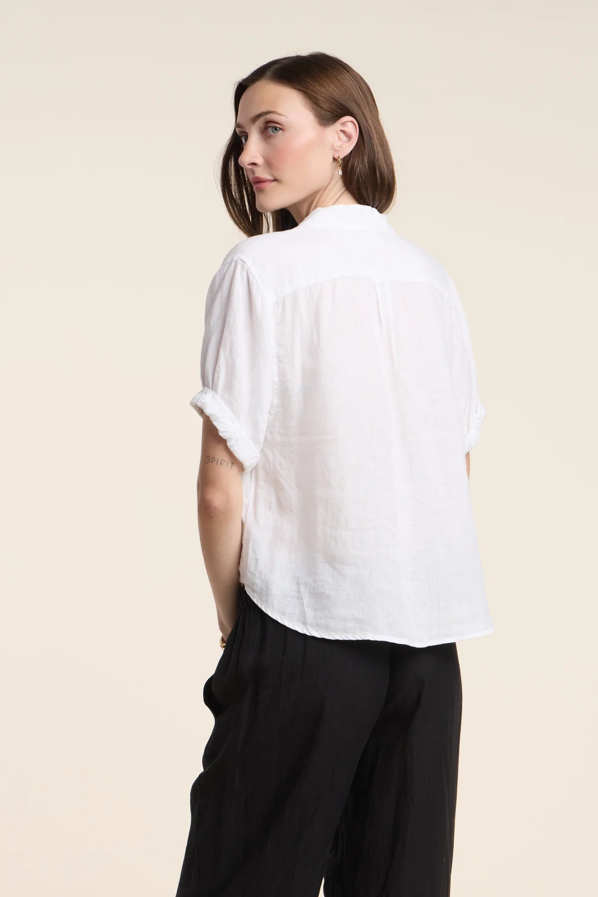 Velvet Vivica Linen Top - White