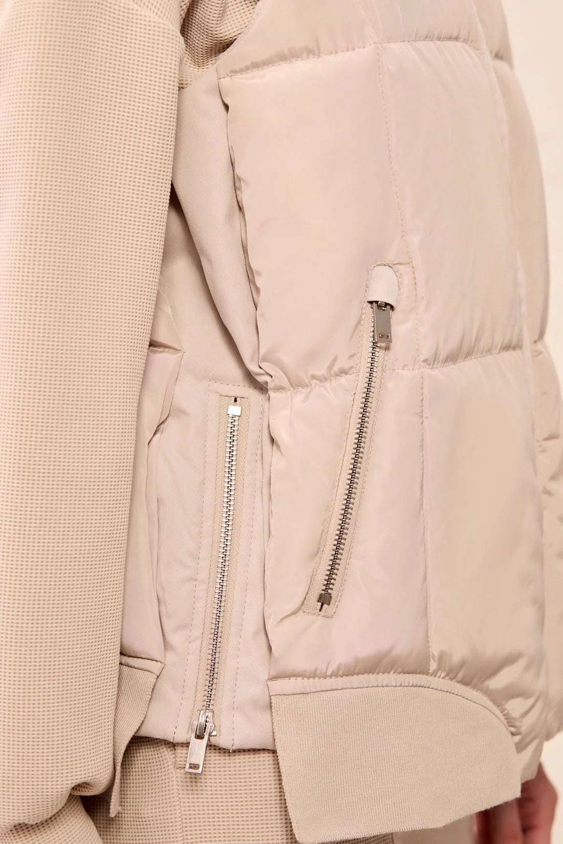 Tribal Short Puffer Vest - Sand Dune