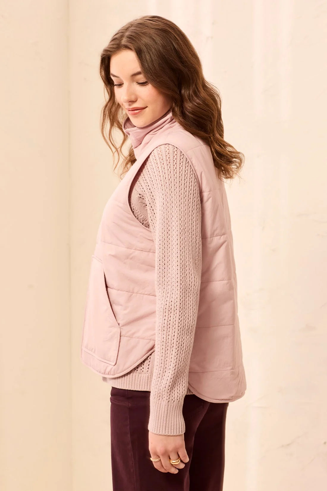 Tribal Packable Puffer Vest - Violet Ice