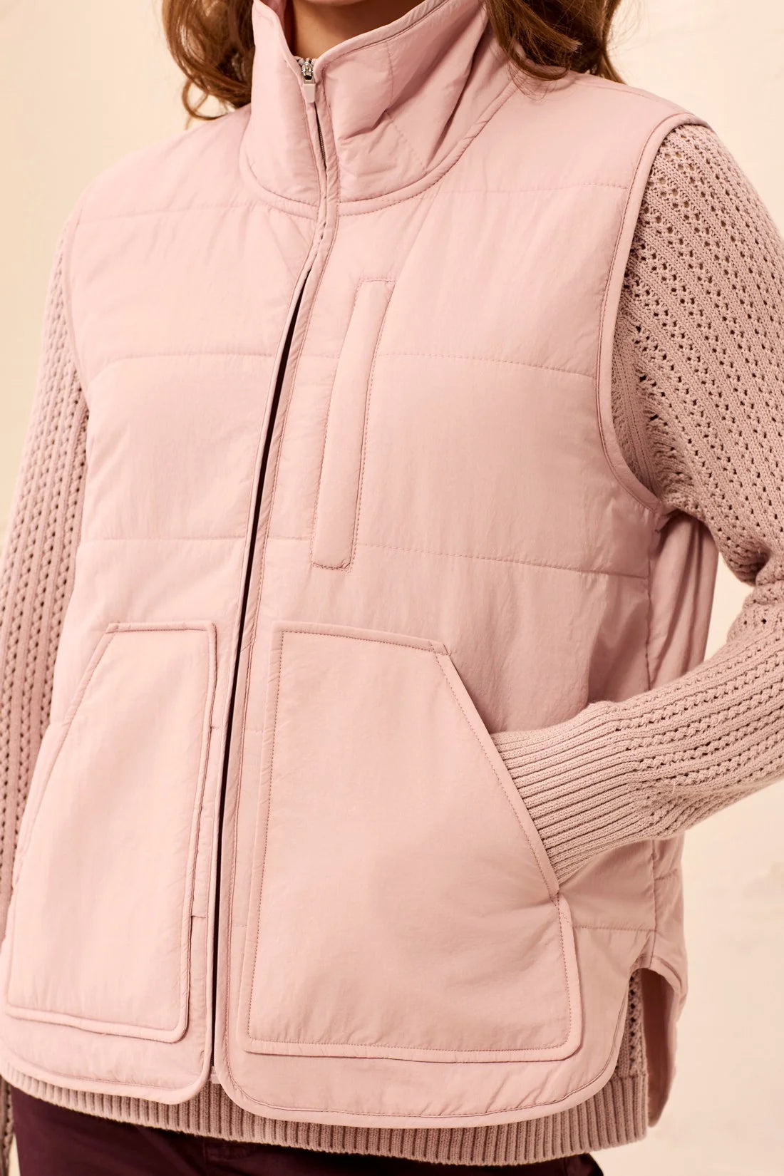 Tribal Packable Puffer Vest - Violet Ice