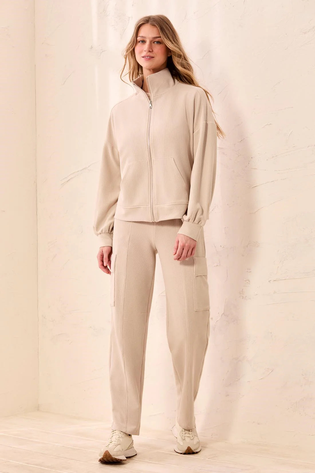 Tribal Techno Lux Waffle Cardi - Sand Dune