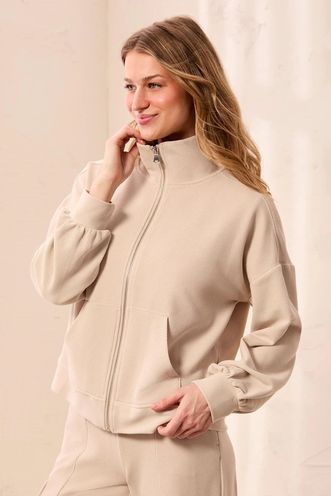 Tribal Techno Lux Waffle Cardi - Sand Dune