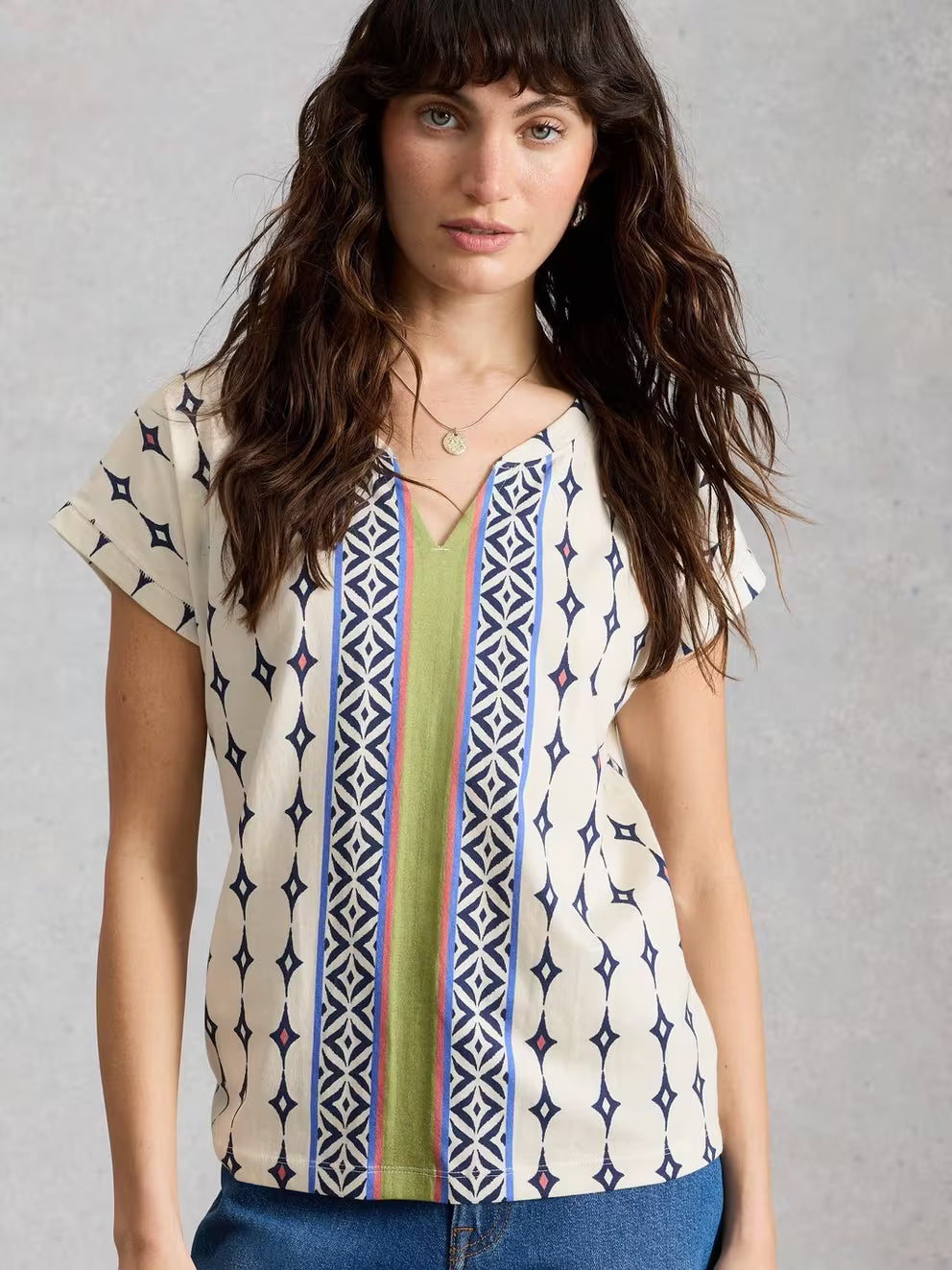 White Stuff Nelly Notch Tee - White Multi 26