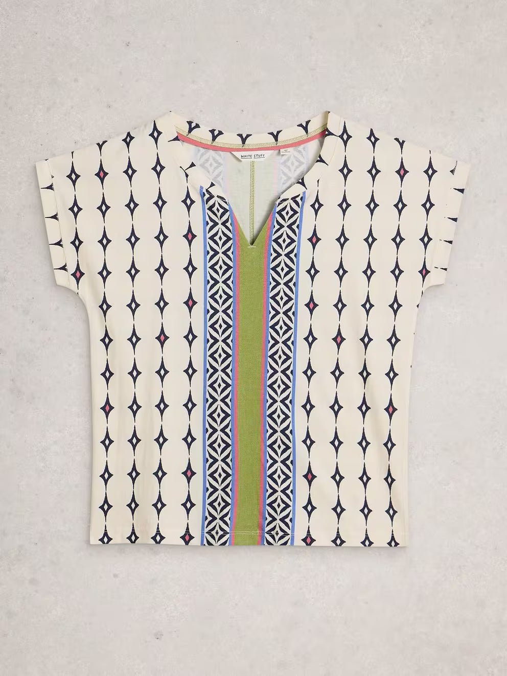 White Stuff Nelly Notch Tee - White Multi 26
