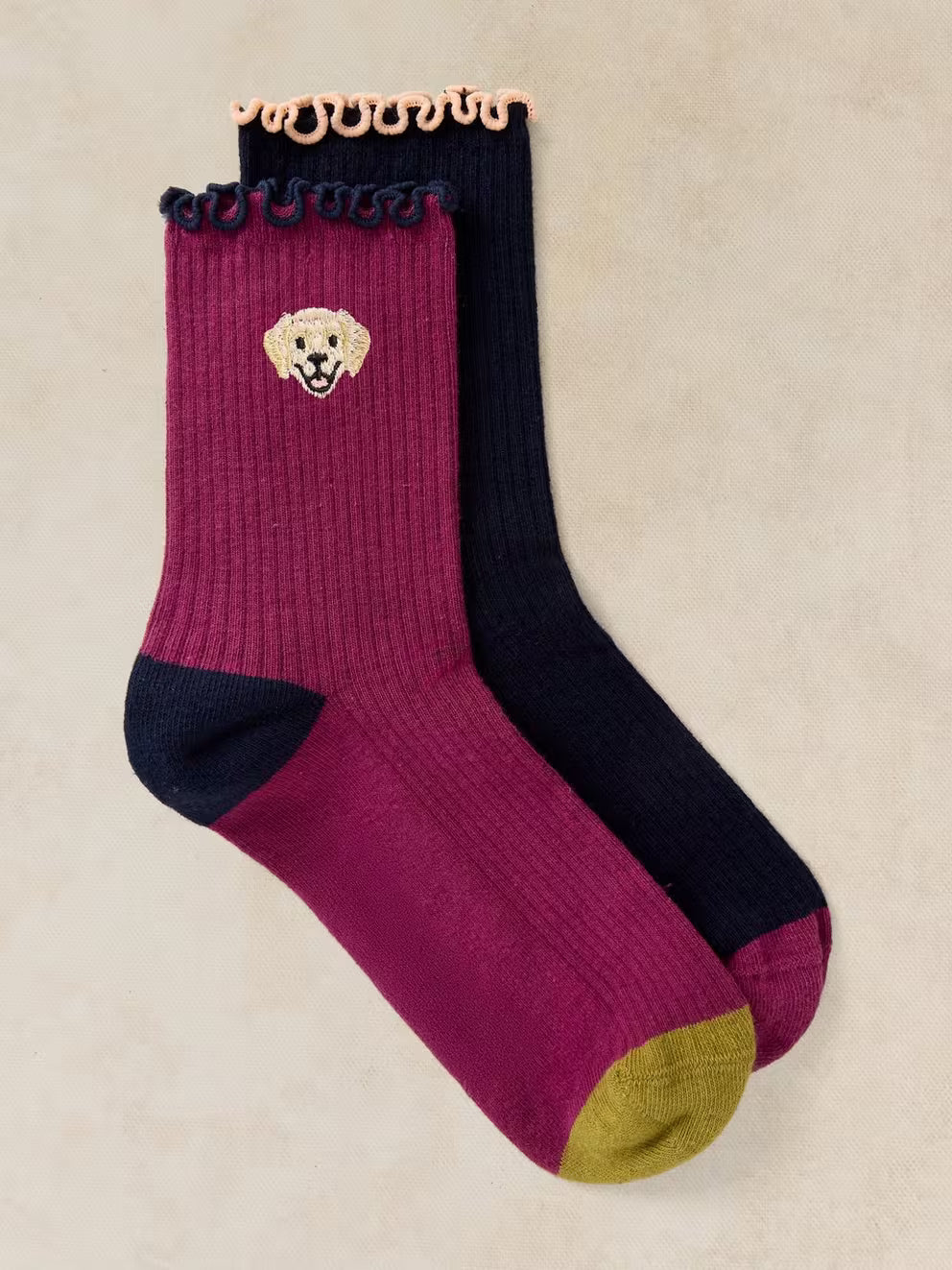 White Stuff 2 Pack Dog Ankle Sock - Navy Multi