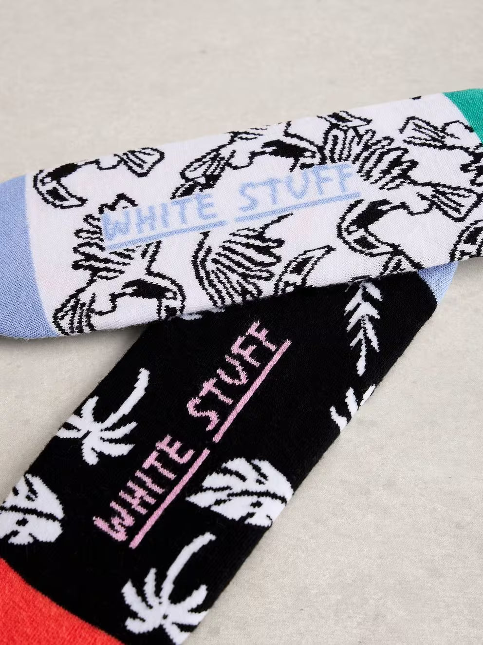 White Stuff 2 Pack Tropical No Show Socks - Black Multi