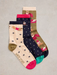 White Stuff 3 Pack Christmas Dog Socks - Navy Multi Accessories - Other Accessories - Socks by White Stuff | Grace the Boutique