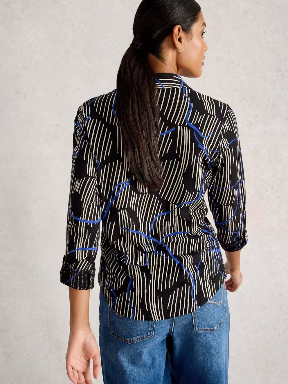White Stuff Annie Jersey Shirt - Black Print