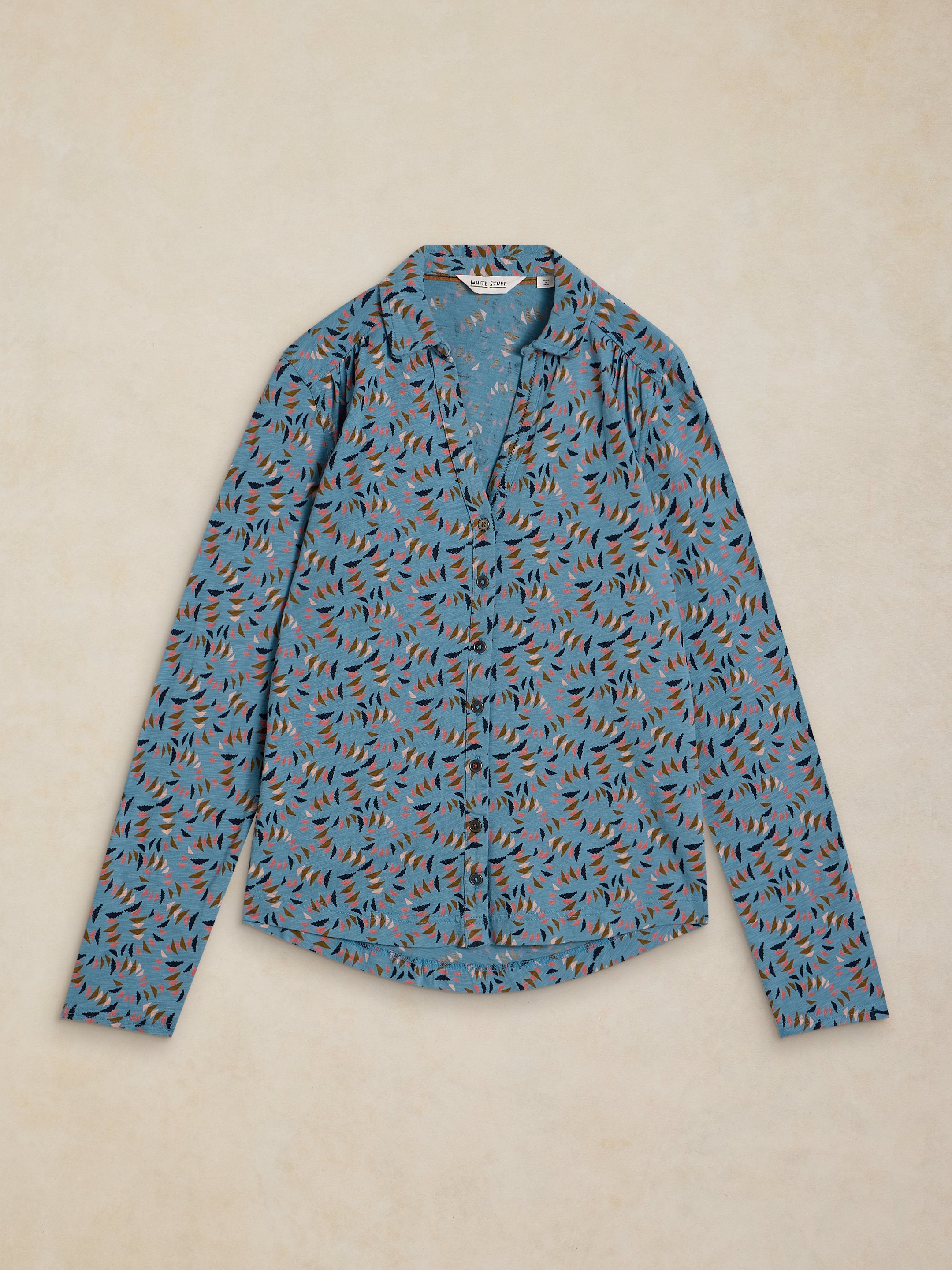 White Stuff Annie Jersey Shirt - Blue Multi F26