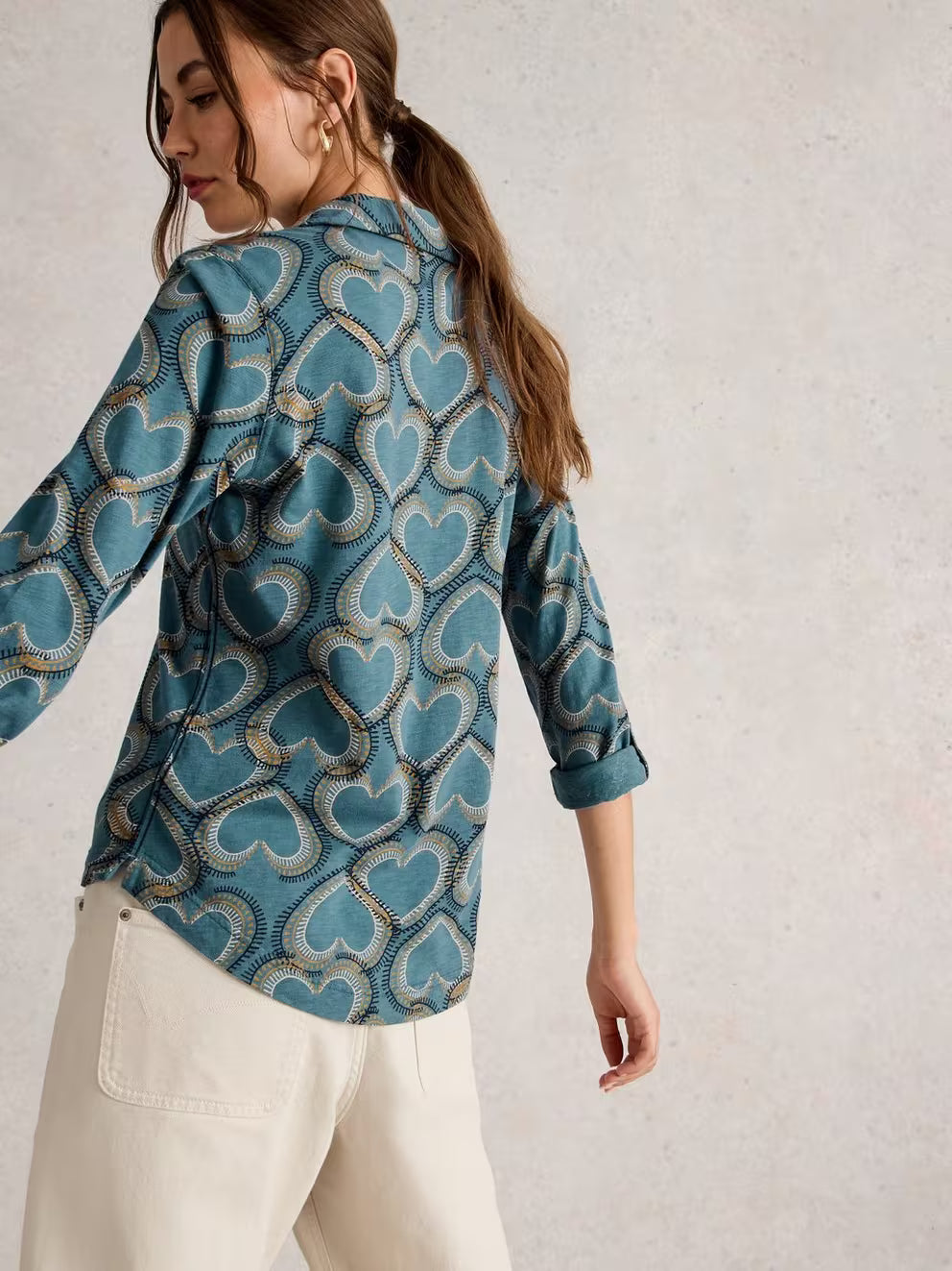 White Stuff Annie Jersey Shirt - Blue Print 25