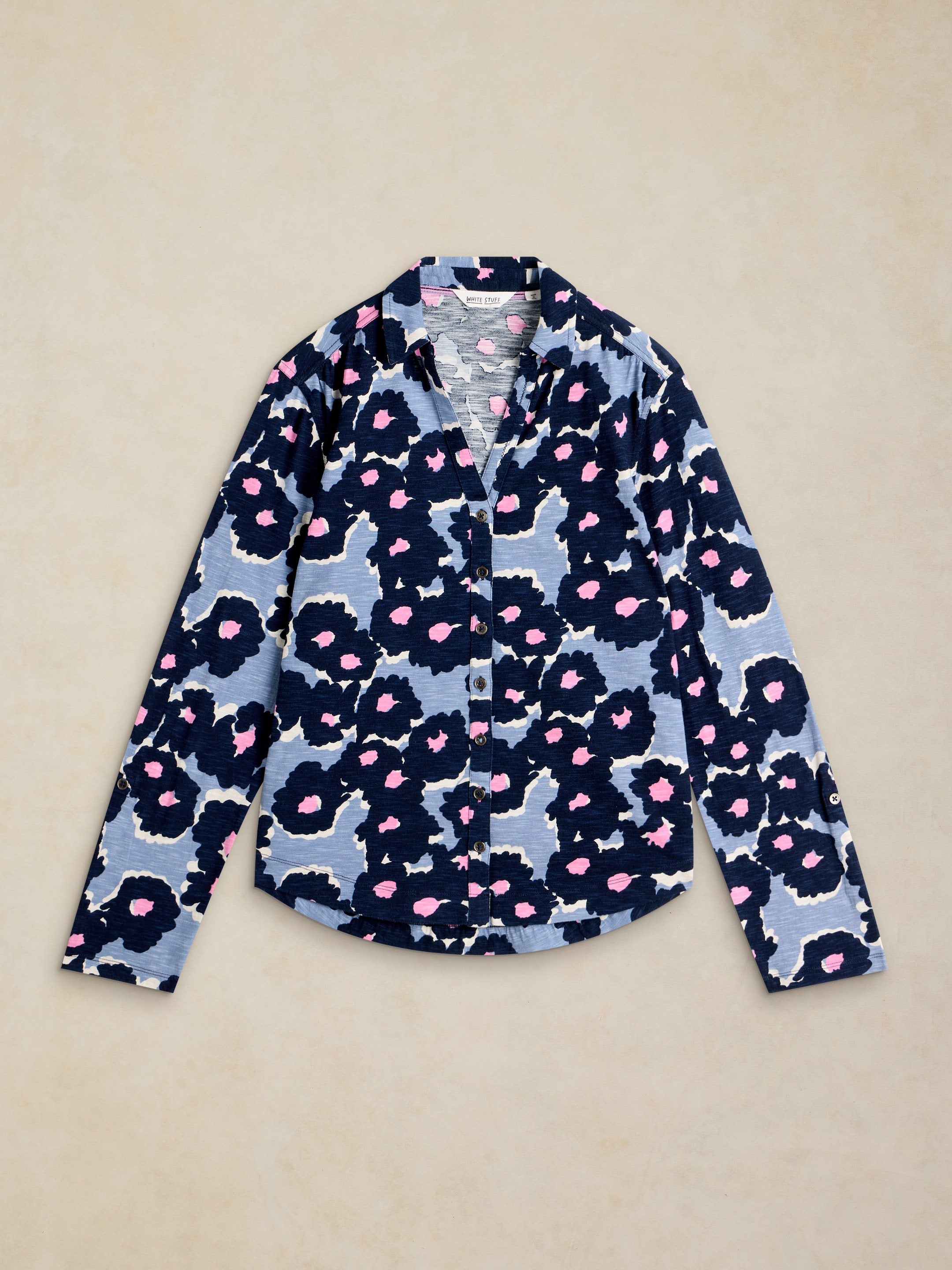 White Stuff Annie Jersey Shirt - Blue Print F26
