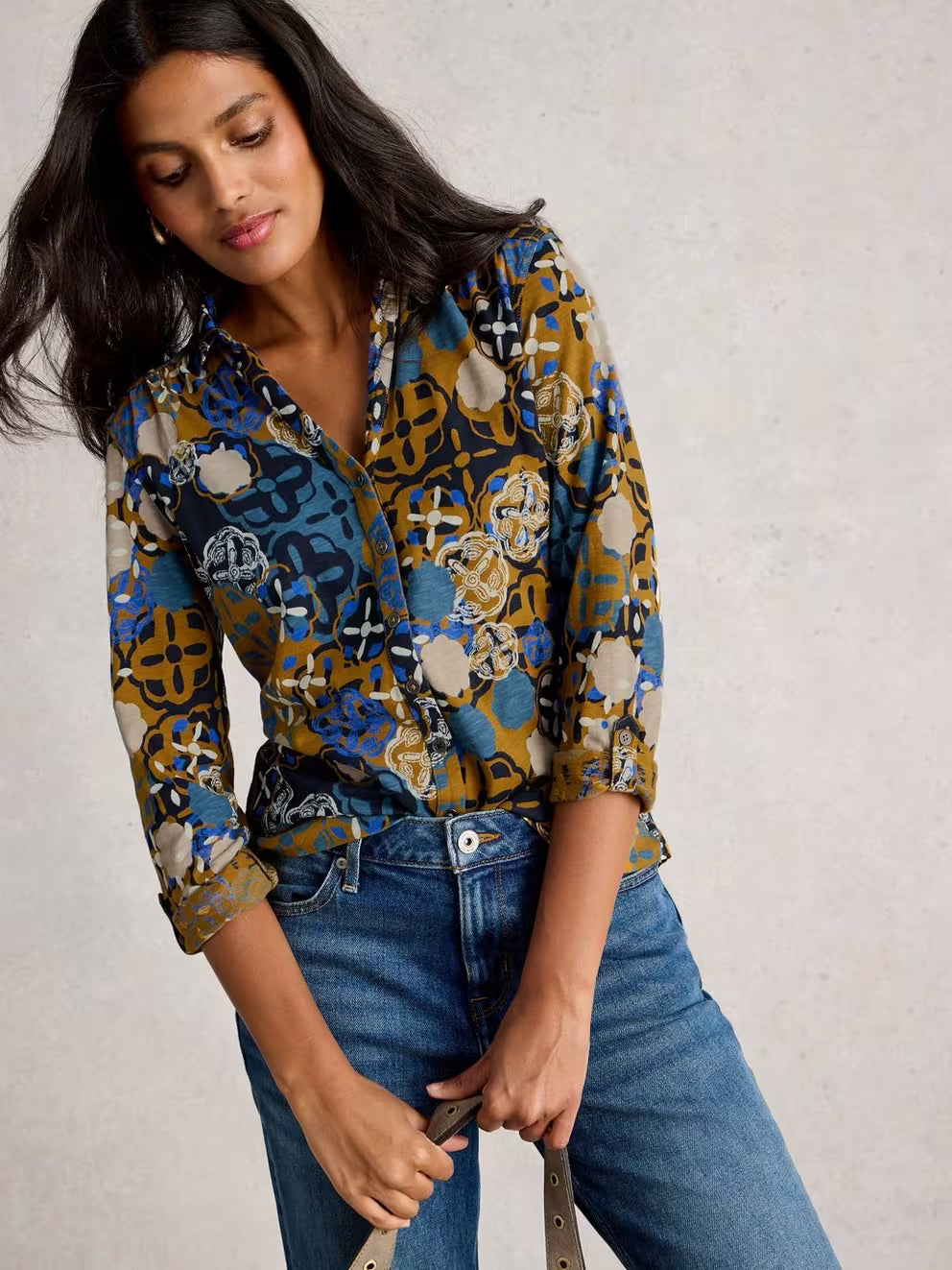 White Stuff Annie Jersey Shirt - Chartreuse Multi