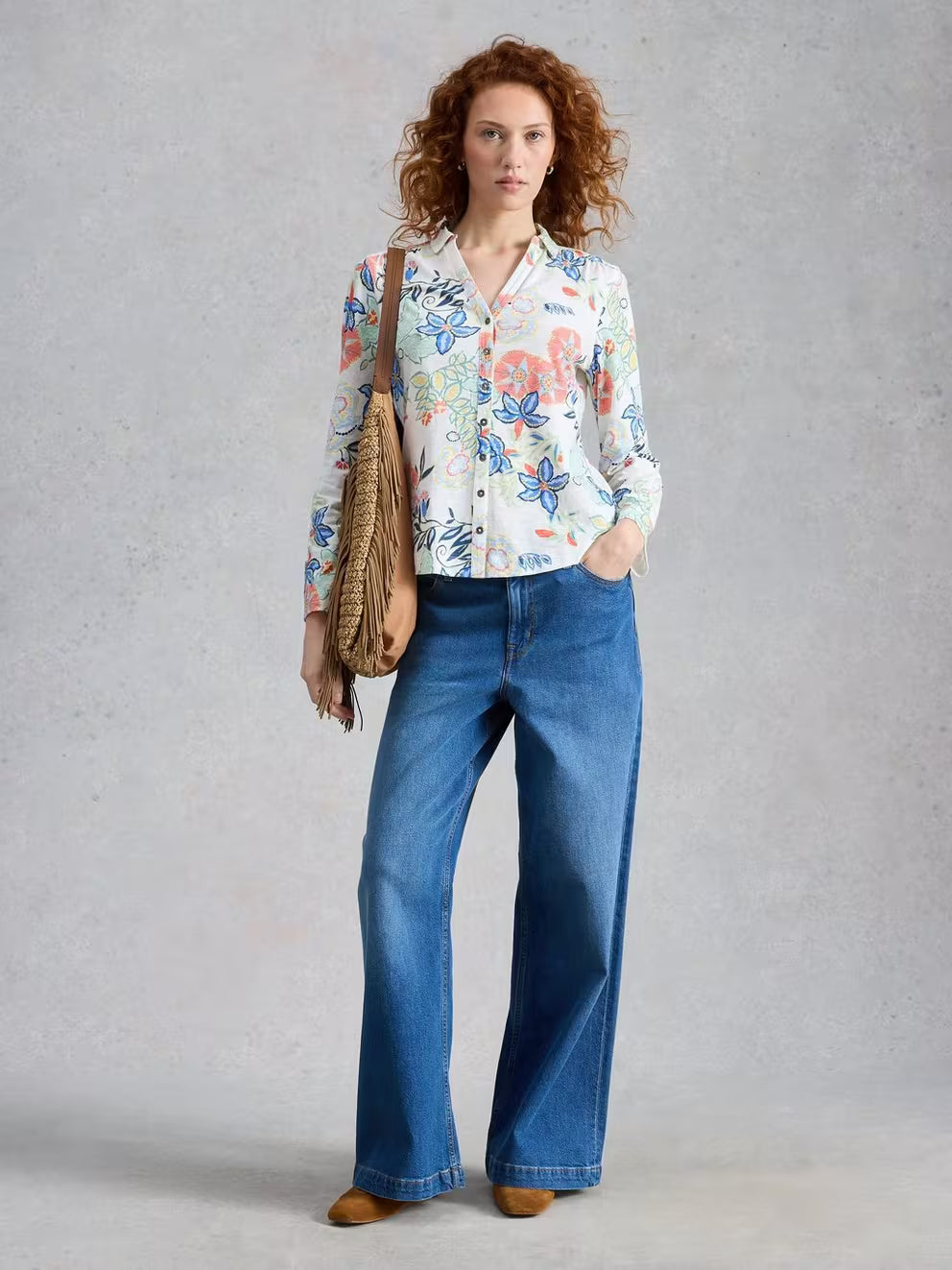 White Stuff Annie Jersey Shirt - Ivory Print 26