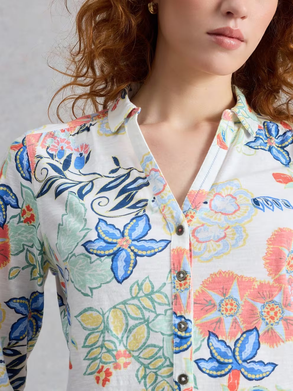 White Stuff Annie Jersey Shirt - Ivory Print 26