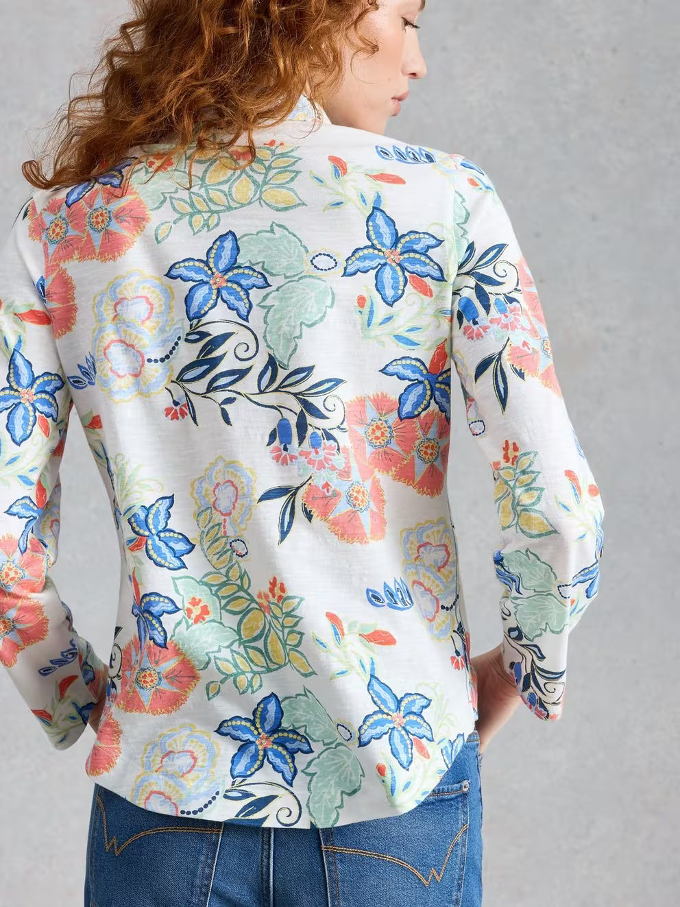 White Stuff Annie Jersey Shirt - Ivory Print 26