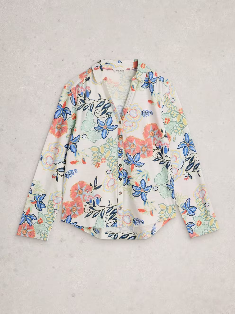 White Stuff Annie Jersey Shirt - Ivory Print 26