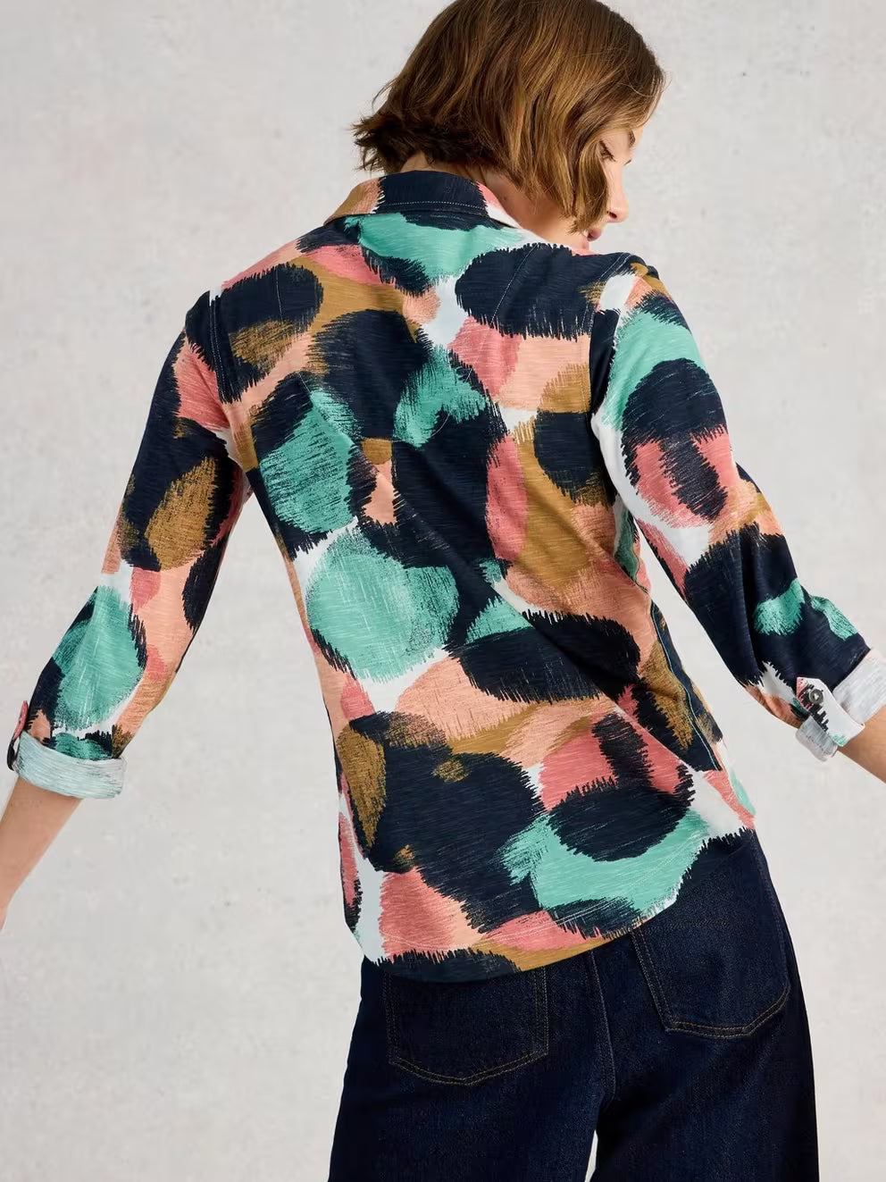 White Stuff Annie Jersey Shirt - Navy Print 26