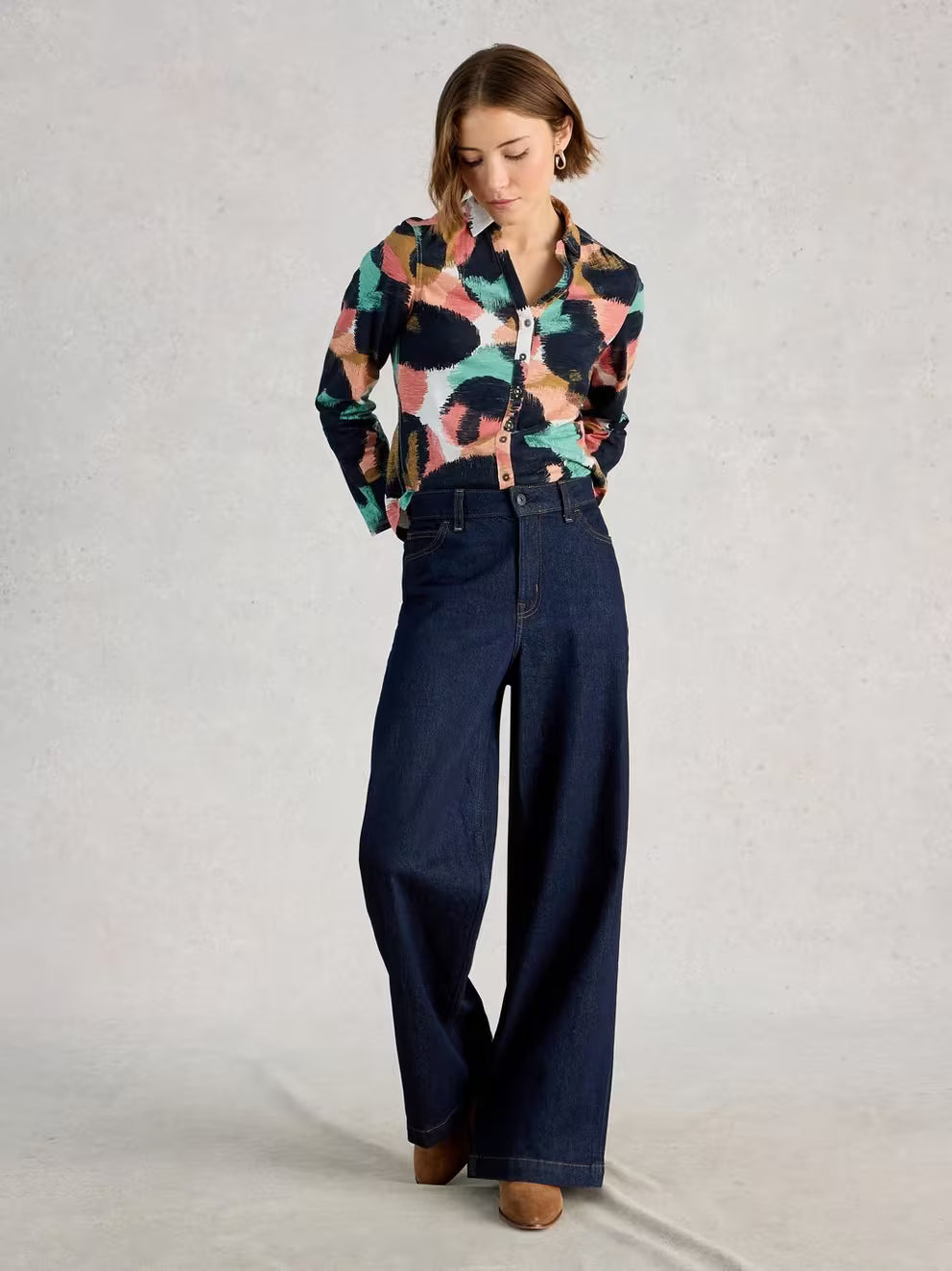 White Stuff Annie Jersey Shirt - Navy Print 26