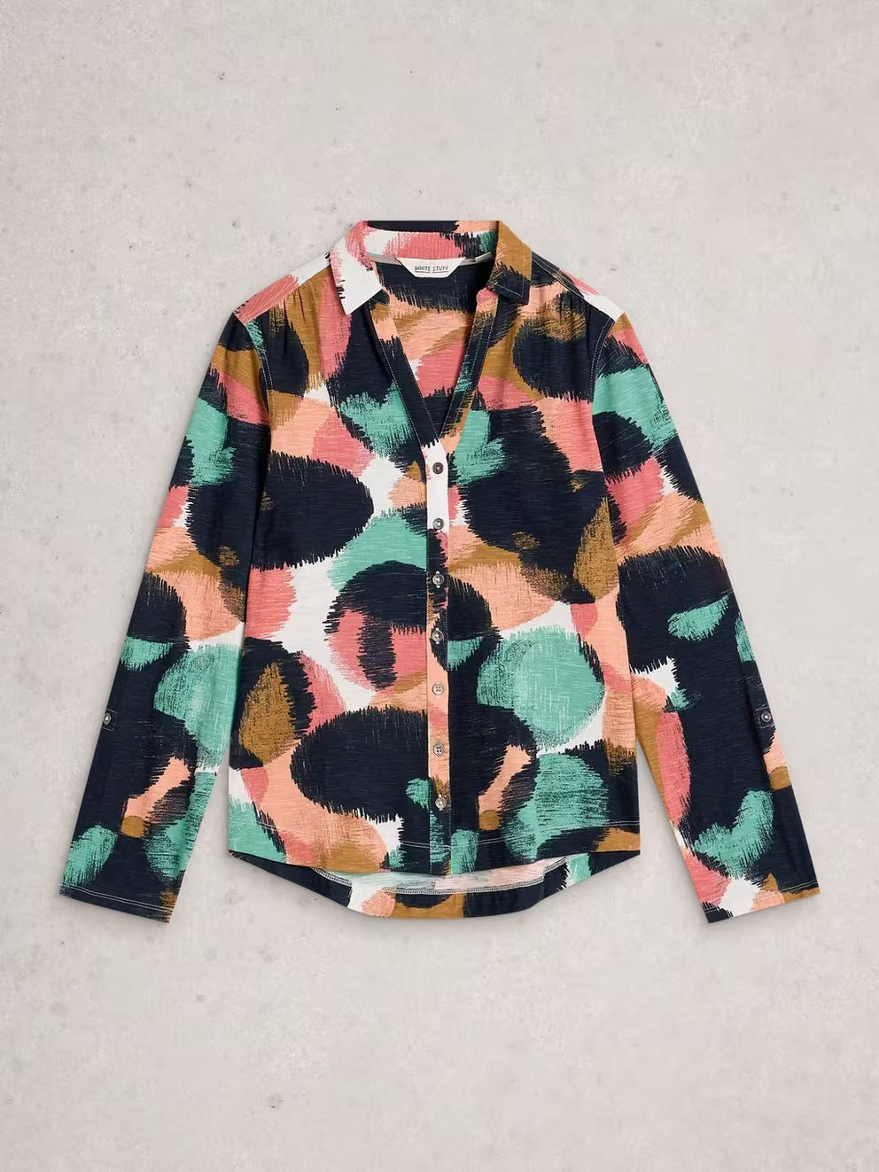 White Stuff Annie Jersey Shirt - Navy Print 26