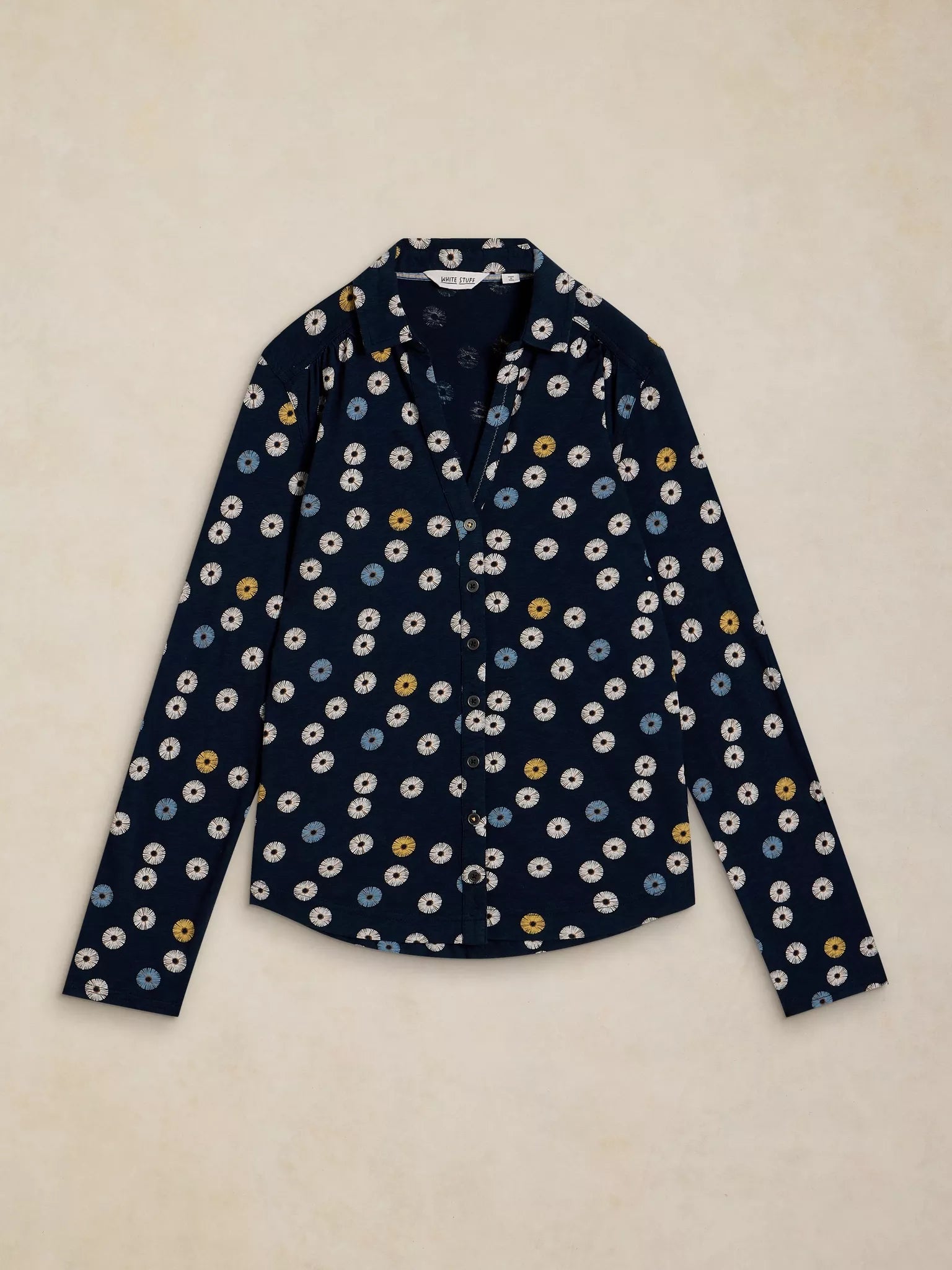 White Stuff Annie Jersey Shirt - Navy Print F26