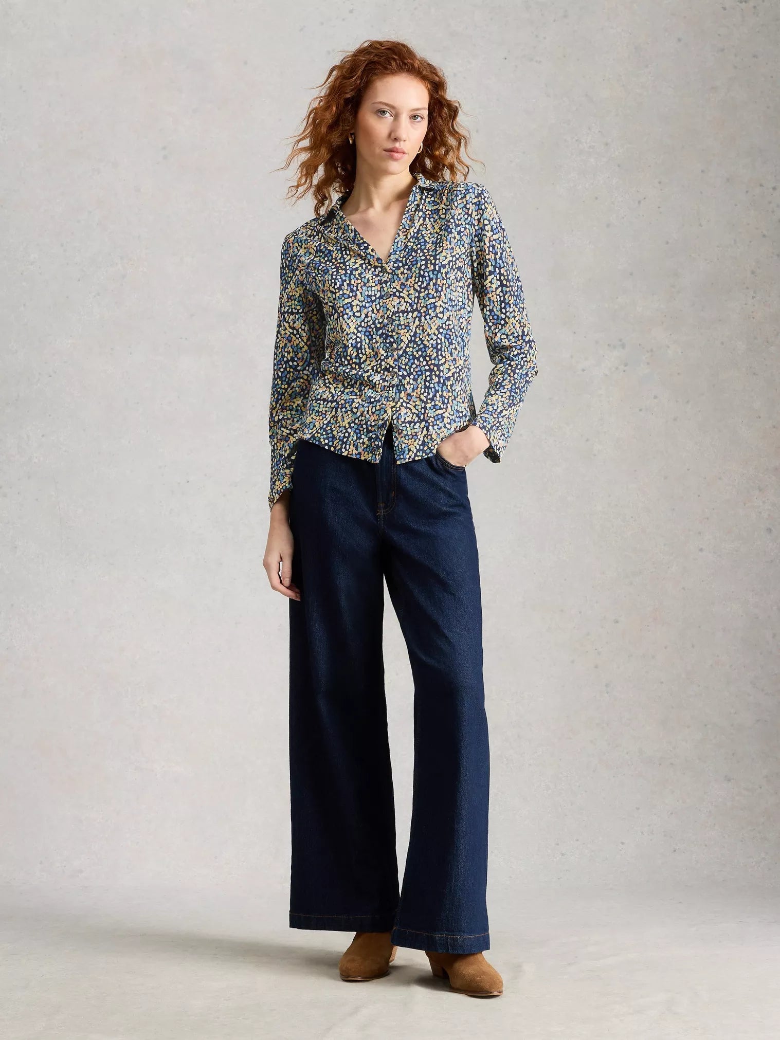 White Stuff Annie Jersey Shirt - Navy Summer Print 26