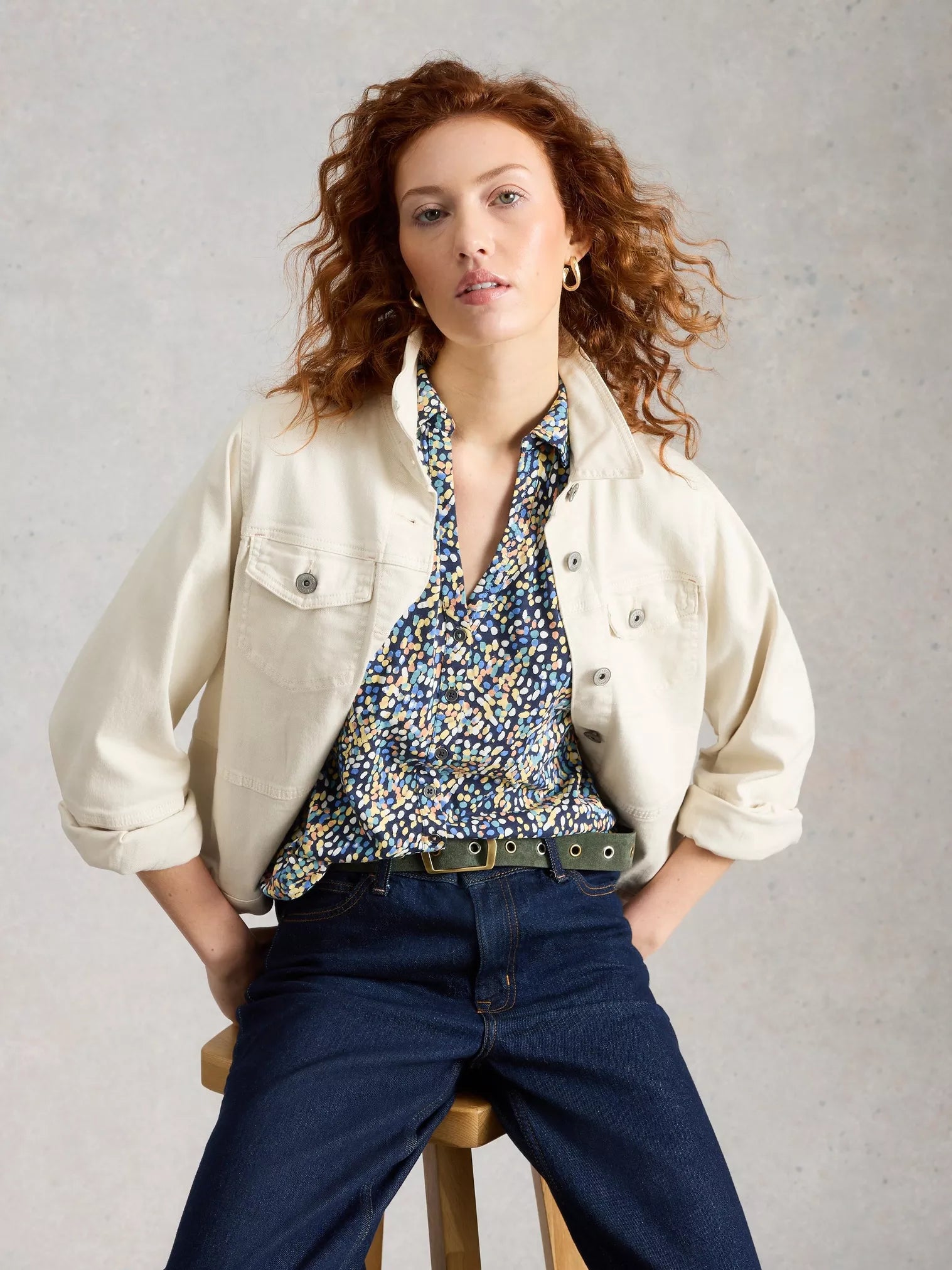 White Stuff Annie Jersey Shirt - Navy Summer Print 26