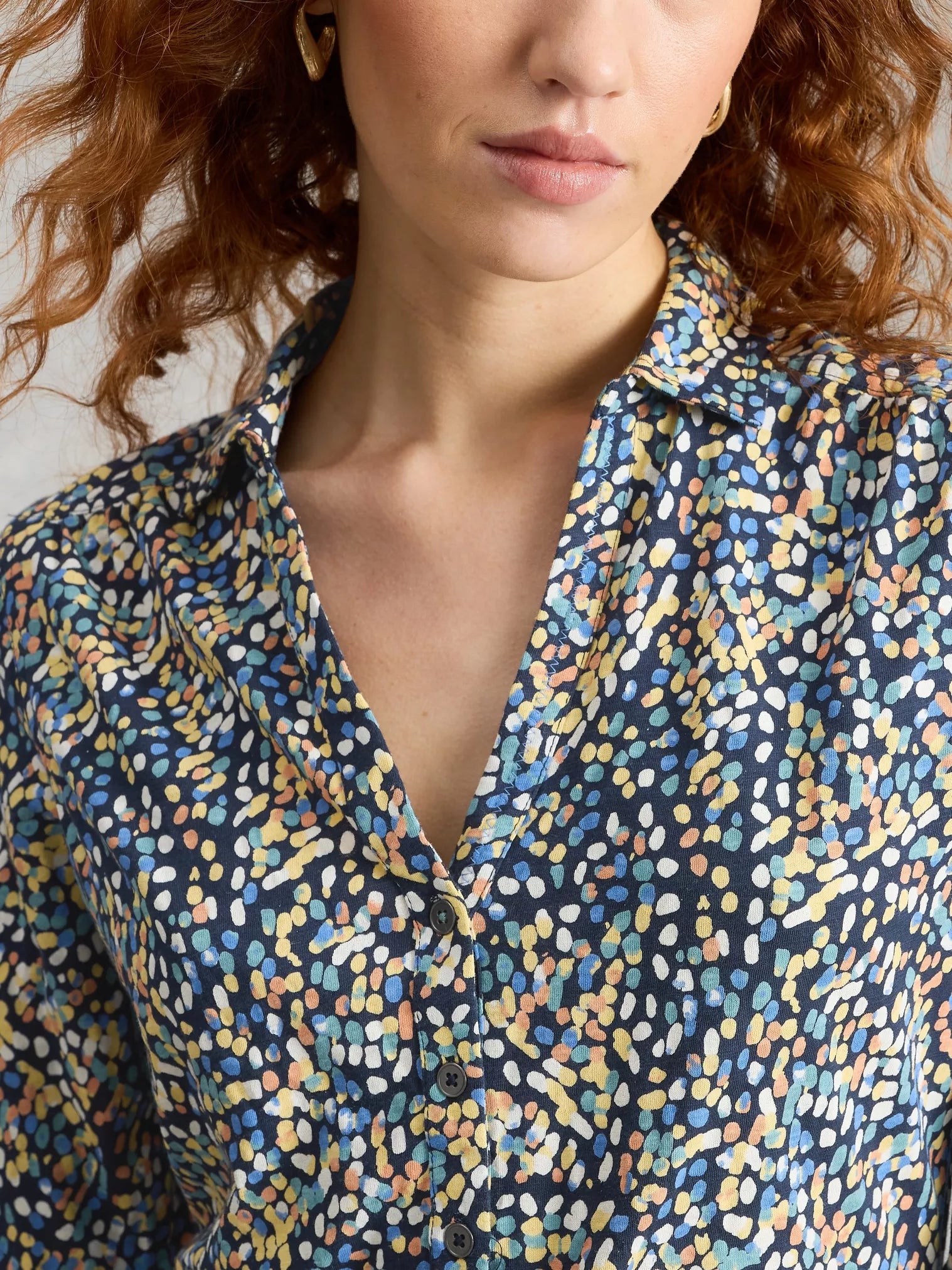 White Stuff Annie Jersey Shirt - Navy Summer Print 26