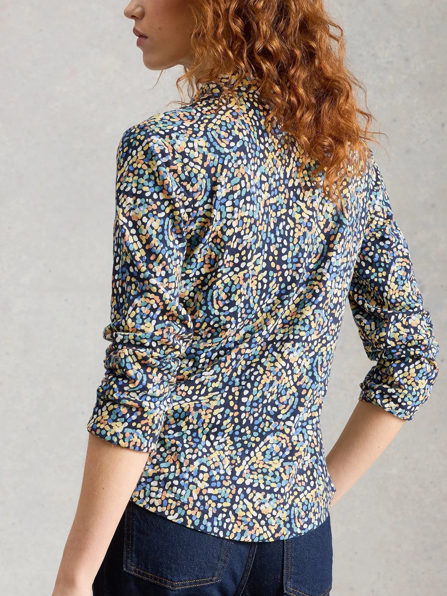 White Stuff Annie Jersey Shirt - Navy Summer Print 26
