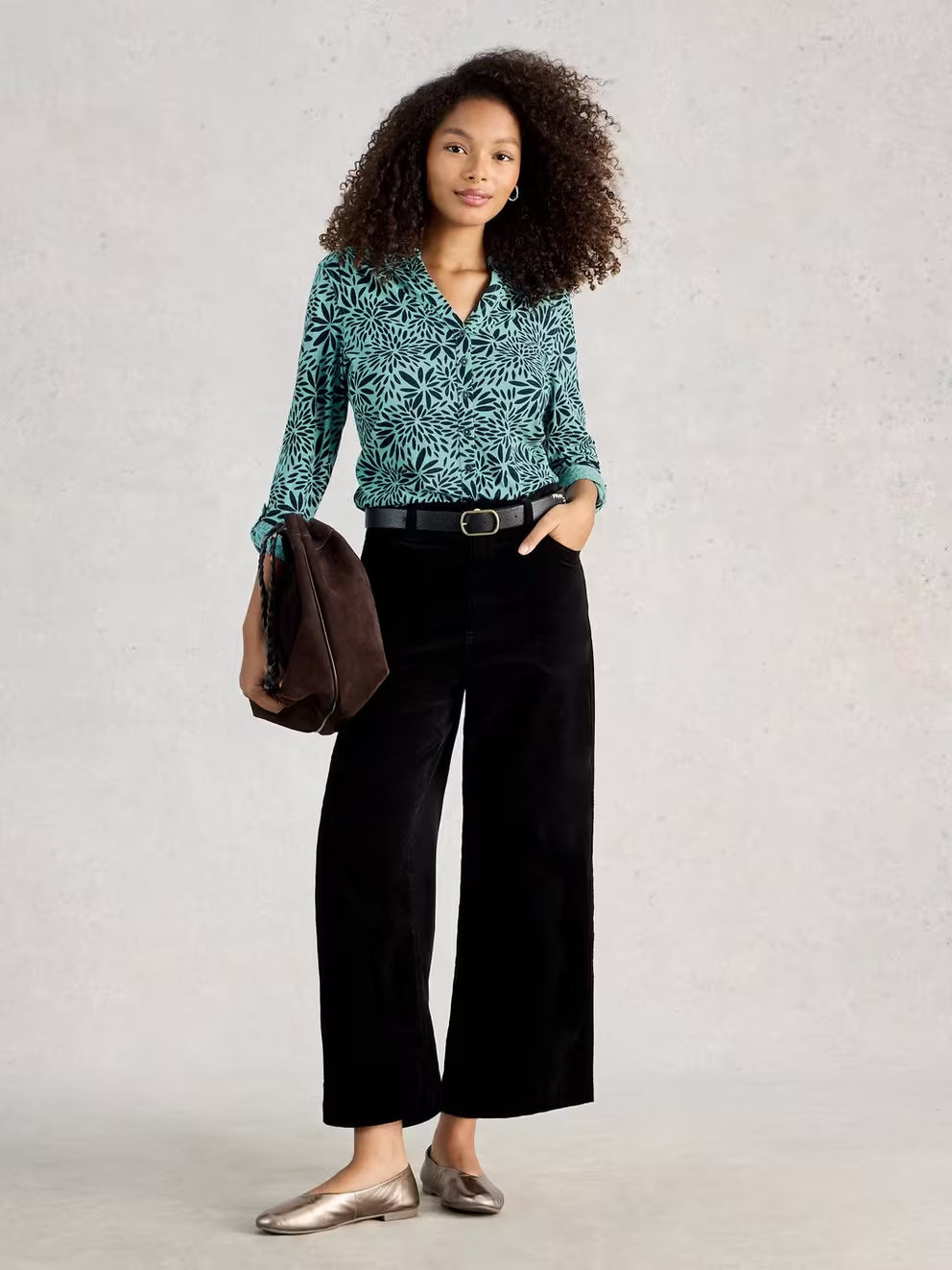 White Stuff Annie Jersey Shirt - Teal Print 26