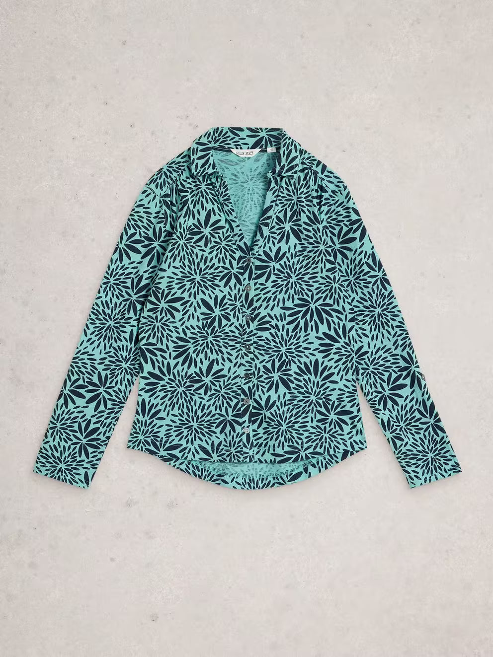 White Stuff Annie Jersey Shirt - Teal Print 26