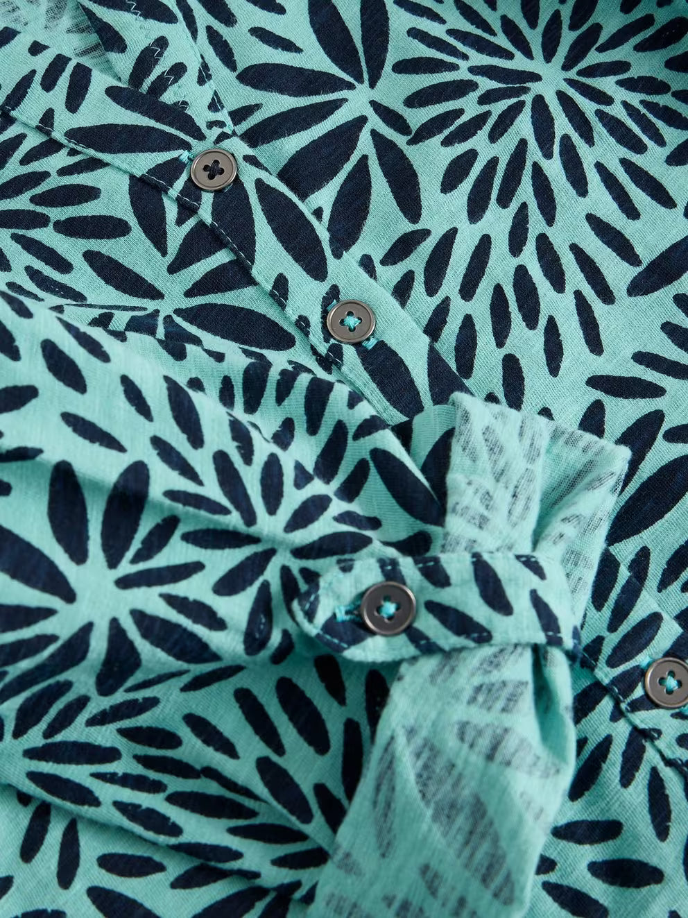 White Stuff Annie Jersey Shirt - Teal Print 26
