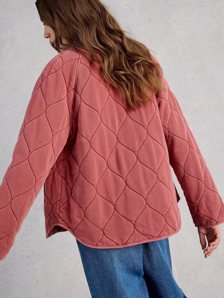 White Stuff Anya Jersey Quilted Jacket - Mid Pink
