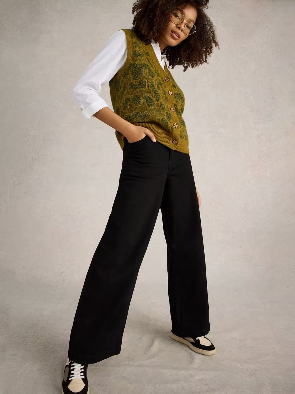 White Stuff Ayla Wide Leg Jean - Black Denim